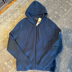 NWT Men’s Burton Zip Up Hooded Sweater Navy Pockets size Large